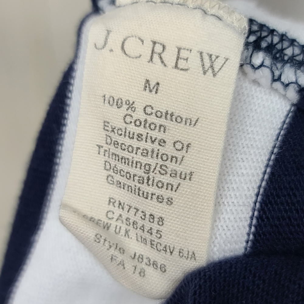 J. Crew Mercantile Blue White Cotton Jersey Half Zip Pullover Sweater M - Picture 7 of 7